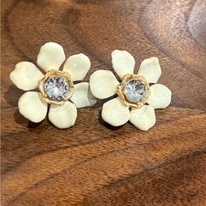 J.Crew Floral Earrings with Crystal Center